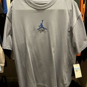Nike Jordan Blue Grey T-Shirt with Blue Logo